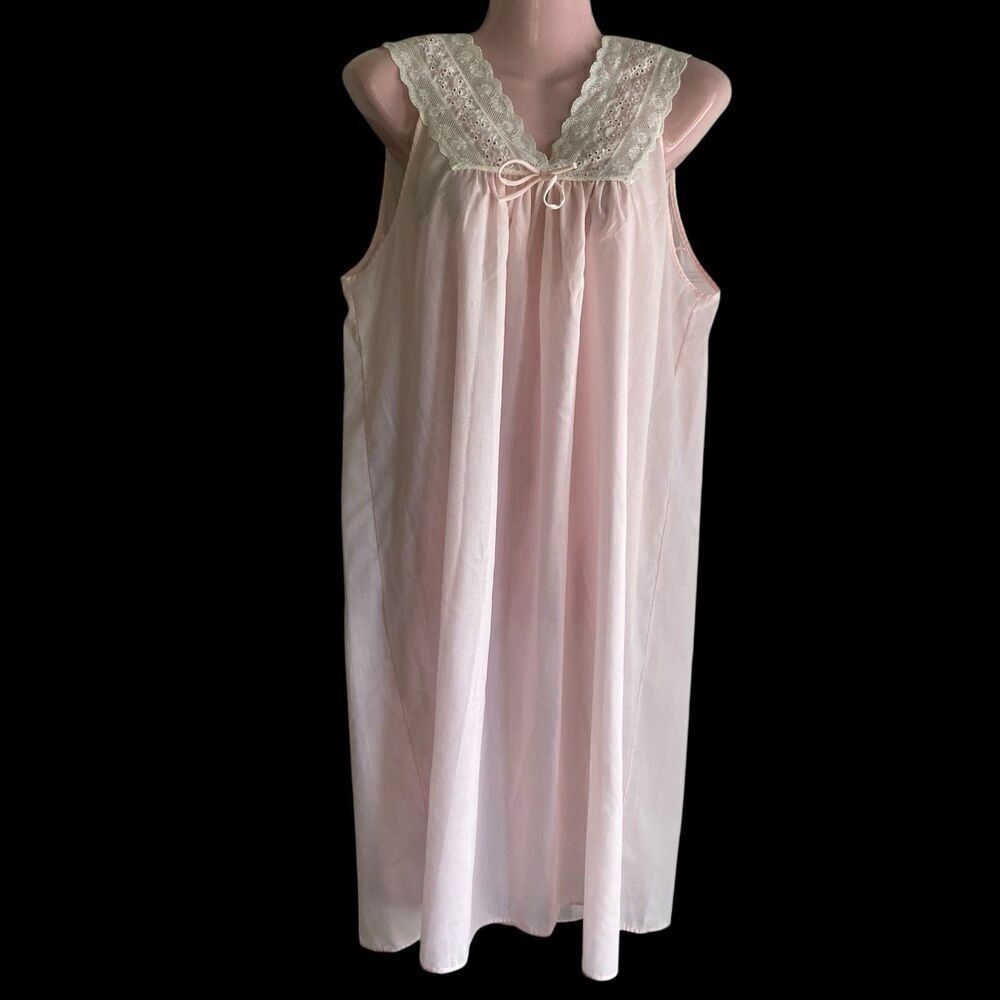 Vintage Komar Nightgown Women's Size Large Pink Knee Length Summer Sleeveless